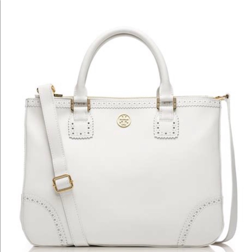 Tory Burch White Robinson Spectator Tote